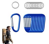 Mosqueton Grande de Aluminio en Forma D, 3 Pulgadas (7.1cm), 10 Piezas con 10 Anillos de Acero de 30mm, Gancho con Resorte para Llaveros, Mochilas, Senderismo, Camping y Accesorios