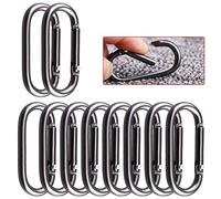 Mosquetón, Mosquetón pequeño ovalado negro con hebilla colgante, 5, 10 o 20 unidades, for bolso, ganchos for botellas de agua(Black 20pcs)