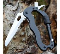 Mosquetón multiherramienta Survivor's Best Friend, tu compañero de confianza para actividades al aire libre, acampada y senderismo.