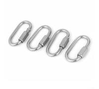 Mosquetón ovalado rápido de acero inoxidable de 3,5 mm, 4 unidades, para camping, senderismo, pesca, color plateado