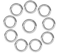 Mosquetón redondo, 10 unidades de 25 mm, mosquetón de aleación de zinc, mosquetón redondo para el día a día en la mochila o en el llavero, mosquetón para manualidades (plata)