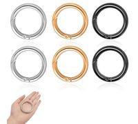 Mosquetón redondo de 60 mm, 6 unidades, anillo en forma de O, clip de resorte, redondo, aleación de zinc, mosquetón grande para llaveros, bolsos, monederos, manualidades, etc