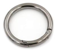 Mosquetón redondo, hebilla de llavero, 2 unidades, negro, 32 mm