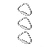Mosquetón triangular de acero inoxidable, bloqueo de seguridad resistente para escalada, espeleología y trabajo en altura, engranaje de conexión de gancho rápido, plateado (3 piezas de 6 mm)