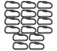 Mosquetones 2-20 piezas Mini mosquetón Clips aleación de aluminio hebilla anillo en D ganchos Clip llavero for llaves herramientas escalada para Llaves, Camping, Hamaca(Black 16PCS)