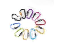 Mosquetones con Cierre de Rosca 10 Pcs Mosquetone de Bloqueo Mosqueton Llavero Gancho Mosqueton de Aluminio de Forma en D para al Aire Libre, Camping, Pesca, Senderismo, Mochilero (10 Colores)