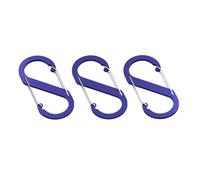 Mosquetones de aluminio en forma de S, 88 mm x 40 mm, juego de 3, ligeros para camping y senderismo (azul 88)