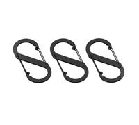 Mosquetones de aluminio en forma de S, 88 mm x 40 mm, juego de 3, ligeros para camping y senderismo (negro 88)