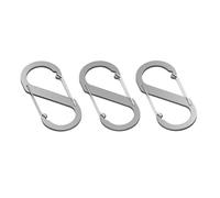 Mosquetones de aluminio en forma de S, 88 mm x 40 mm, juego de 3, ligeros para camping y senderismo (plata 88)