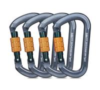 Mosquetones de Bloqueo, Mosquetones de Escalada Gancho Mosquetón de Trabajo Pesado con Tapón de Rosca para Camping, Hamacas, Columpio, Llavero (28KN 4Pack)