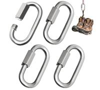 Mosquetones de escalada, enganche robusto de acero inoxidable | 4 mosquetones en forma de D resistentes para escalada en montaña, para senderismo, camping, mochila o tienda de viaje, hamaca de