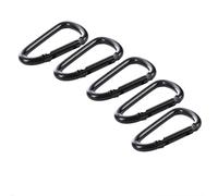 Mosquetones, ganchos resistentes, 5 mini hebillas negras en forma de D de aleación de aluminio con resorte de bloqueo, gancho a presión for llavero, for acampar al aire libre y viajar.(D Shaped)