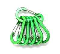 Mosquetones, ganchos resistentes, 6 ganchos de viaje de aleación de aluminio con hebilla de resorte for llavero, accesorios de supervivencia for acampar, escalar y usar a diario.(Green)