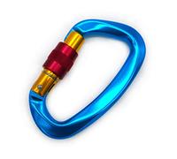 Mosquetones, ganchos resistentes, Escalada en roca con hebilla de bloqueo de tornillo maestro en forma de D de 25 kN for montañismo, espeleología y escalada. Equipo Escalade.(Blue)