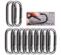 Mosquetones, ganchos resistentes, Mosquetón pequeño ovalado negro con hebilla colgante, 5, 10 o 20 unidades, for bolso pequeño, ganchos for botellas de agua.(Black 10pcs)