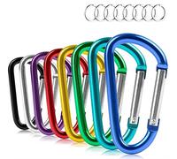 Mosquetones, ganchos resistentes, Paquete de 10 llaveros pequeños de aluminio niquelados con forma de D for exteriores.(Size M)