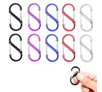 Mosquetones Paquete de 10 - Mosquetones de Servicio Pesado en Aleación de Aluminio, Forma S y Clip Doble, Pequeños para Correa de Perro, Llavero, Mochila, Camping, Senderismo, Gimnasio y Uso Exterio