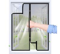 Mosquitera adhesiva con cremallera| 75x120 cm | Cierre de gancho y bucle translúcido| PP transpirable, reutilizable, reutilizable| Negro+múltiples tamaños