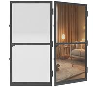 Mosquitera antiinsectos para puerta, hasta 120 x 240 cm máximo, con marco de aluminio, kit de auto-construcción de tela de fibra de vidrio, pantalla antiinsectos - negro