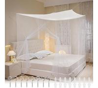 Mosquitera Cama Matrimonio Individual,Grande Dosel Cama Mosquitero,Mosquito Net for Bed Dosel con Kit de Montaje,Blanco Portátil Poliéster Malla Fina Mosquitera Viajes para y Hogar 200x180 x165cm