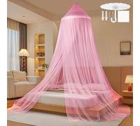 Mosquitera Cama Matrimonio Individual,Mosquito Net for Bed Dosel con Kit de Montaje,Rosa Mosquitero Cúpula Poliéster para Jardin Casa y Viajes o Camping Mosquitera Portátil 60x250x1100 cm