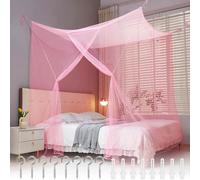 Mosquitera Cama Matrimonio Individual,Rosa Grande Dosel Cama Mosquitero,Mosquito Net con Kit de Montaje,Portátil Poliéster Malla Fina Mosquitera Viajes para y Hogar 200x180 x165cm