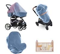 Mosquitera Carrito Bebé Universal, Antimosquitos Bebé|Verano Funda Carrito, Mosquiteras para Silla de Paseo, Elástica y Lavable Red Anti Insectos Universal para Cochecitos, Capazos y Portabebés-Azul