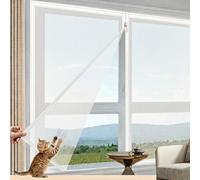 Mosquitera Con Cremallera Para Ventanas Fibra De Vidrio Duradera, Autoadhesiva, Tamaño Ajustable DIY, Instalación Sin Taladrar Marco, Mosquitera Resistente A Gatos Mascotas(White,60x65cm)