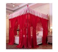 Mosquitera con Dosel para Cama de Estilo Europeo, Cortina Decorativa para Cama de Dormitorio de Princesa con Soporte para Cama Individual o Doble (Color: Rojo, Tamaño: 200 x 220 cm / 79 x 87