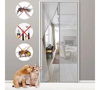 Mosquitera con imán para, 185x200cm Mosquitera con imán para, puerta de balcón cortina magnética ideal para la puerta del balcón, sótano y terraza Gris