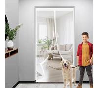 Mosquitera Corredera 119 x 137 cm Protección Contra Insectos, Malla Fina, Mantiene El Aire Fresco, Cortinas Termicas Aislantes para Puerta de Balcón, Puerta de Patio, Blanco