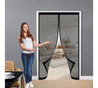 Mosquitera Corredera 130 x 140 cm Protección Contra Insectos, Malla Fina, Mantiene El Aire Fresco, Cortina Termica Puerta para Puerta de Balcón, de Patio, Negro