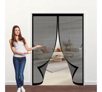 Mosquitera Corredera 175 x 190 cm Cierre Automático, sin Taladrar, Antimosquitos, Fácil Instalación, Mosquitera para Puerta Grande para Puerta Corredera, de Salón, Negro