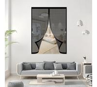 Mosquitera Corredera 51 x 113 cm Cierre Automático, sin Taladrar, Antimosquitos, Fácil Instalación, Mosquitera Ventana Enrollable para Puerta Corredera, Puerta de Salón, Negro