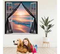 Mosquitera Corredera 60 x 120 cm Protección Contra Insectos, Malla Fina, Mantiene El Aire Fresco, Mosquitera Ventana Extensible para Puerta Corredera, Puerta de Salón, Negro