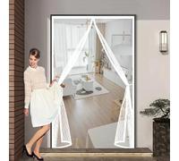 Mosquitera Corredera 77 x 198 cm Protección Contra Insectos, Malla Fina, Mantiene El Aire Fresco, Cortina Mosquitera para Puerta para Puerta de Balcón, de Patio, Blanco