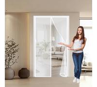 Mosquitera Corredera 80 x 110 cm Cierre Automático, sin Taladrar, Antimosquitos, Fácil Instalación, Mosquiteras para Puerta para Puerta Corredera, de Salón, Blanco