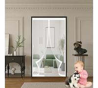 Mosquitera Corredera 80 x 110 cm Protección Contra Insectos, Malla Fina, Mantiene El Aire Fresco, Cortina Termica Puerta para Puerta Corredera, de Salón, Blanco