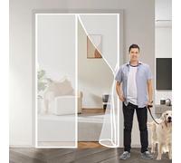 Mosquitera Corredera 90 x 110 cm Protección Contra Insectos, Malla Fina, Mantiene El Aire Fresco, Cortinas Termicas Aislantes para Puerta Corredera, Puerta de Salón, Blanco
