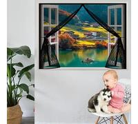 Mosquitera Corredera 95 x 140 cm Protección Contra Insectos, Malla Fina, Mantiene El Aire Fresco, Mosquitera Ventana Ajustable para Puerta Corredera, Puerta de Salón, Negro