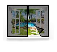 Mosquitera Cortina Magnetica 105 x 115 cm Mosquiteras con Imán para Ventana Abatible Cierre Automático Iman Fuertes para Ventanas Balcón Patio, Negro