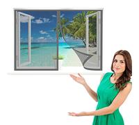 Mosquitera Cortina Magnetica, 110 x 120 cm Mosquiteras con Imán para Ventana Abatible, Instalar Sin Taladrar para Prevenir Mosquitos y Insectos Anti-Mosquito, Gris