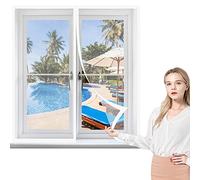 Mosquitera Cortina Magnetica 115 x 130 cm Antimosquitos Para Puerta Ventana Instalar Sin Taladrar para Marco de Ventanas, Blanco