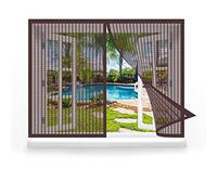 Mosquitera Cortina Magnetica 175 x 180 cm Mosquitera para Ventanas Magnetica Instalar Sin Taladrar para Todas Las Ventanas Interiores y Exteriores, Marrón