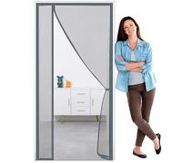 Mosquitera Cortina Magnética para Puertas y Ventanas - 95x205 cm - Anti-Mosquitos Moscas con Cintas Autoadhesivas y Alfileres que Impiden la Entrada de Insectos,gris