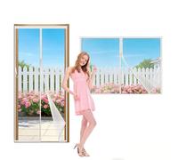 Mosquitera Cortina Puerta 105x215cm Magnetica Imantada Exterior Corredera, Antimosquitos con Imanes, Tela Mosquiteras de Ventanas para Puertas del Balcón, Magnético Automático Blanco