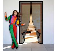 Mosquitera Cortina Puerta Magnetica 110 x 180 cm Cierre Magnético de Arriba a Abajo Puerta de Malla Magnética Resistente a La Rotura para Puertas de Salón Balcón Corredor, Negro