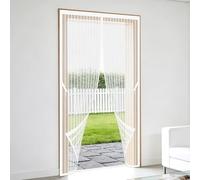 Mosquitera Cortina Puerta Magnetica 135 x 210 cm Magnético Automático Rede Mosquito Porta Magnética Resistente a La Rotura para Balcón Salón Dormitorio Puerta de Patio, Blanco