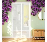 Mosquitera Cortina Puerta Magnetica 167 x 280 cm Evita El Paso de Insectos, para Dejar Pasar El Aire Mosquitero Magnético para Puerta para Puertas de Salón Balcón Corredor, Blanco
