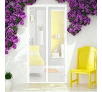 Mosquitera Cortina Puerta Magnetica 180 x 164 cm Cierre Automático Transpirables, Antimosquitos Mosquitero Magnético para Puerta para Puertas de Salón Balcón Corredor, Blanco